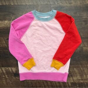 Hanna Andersson pink red colorblock crewneck sweatshirt size 6-7